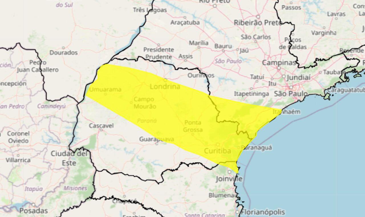 Alerta Amarelo Chuva Intensa E Rajadas De Vento Em Partes Do PR SC